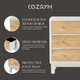 thumbnail image 4 of COZAYH Commode Champêtre à 3 Tiroirs, Table de Nuit Motif Anneau Rustique, Blanc, 4 of 8