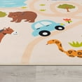 thumbnail image 3 of Kids Rug Non-Slip Play Mat with Wild Animals in Beige, 3 of 5