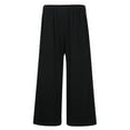thumbnail image 4 of Kitsin Women's Elastic Waist Solid Palazzo Casual Wide Leg Pants with Pockets, 4 of 10
