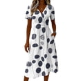 thumbnail image 5 of Minjewel Ladies Floral Casual Fashionable Short Sleeve V-Neck Dress for Spring Summer Women's Daily Casual Wear,White,M, 5 of 6