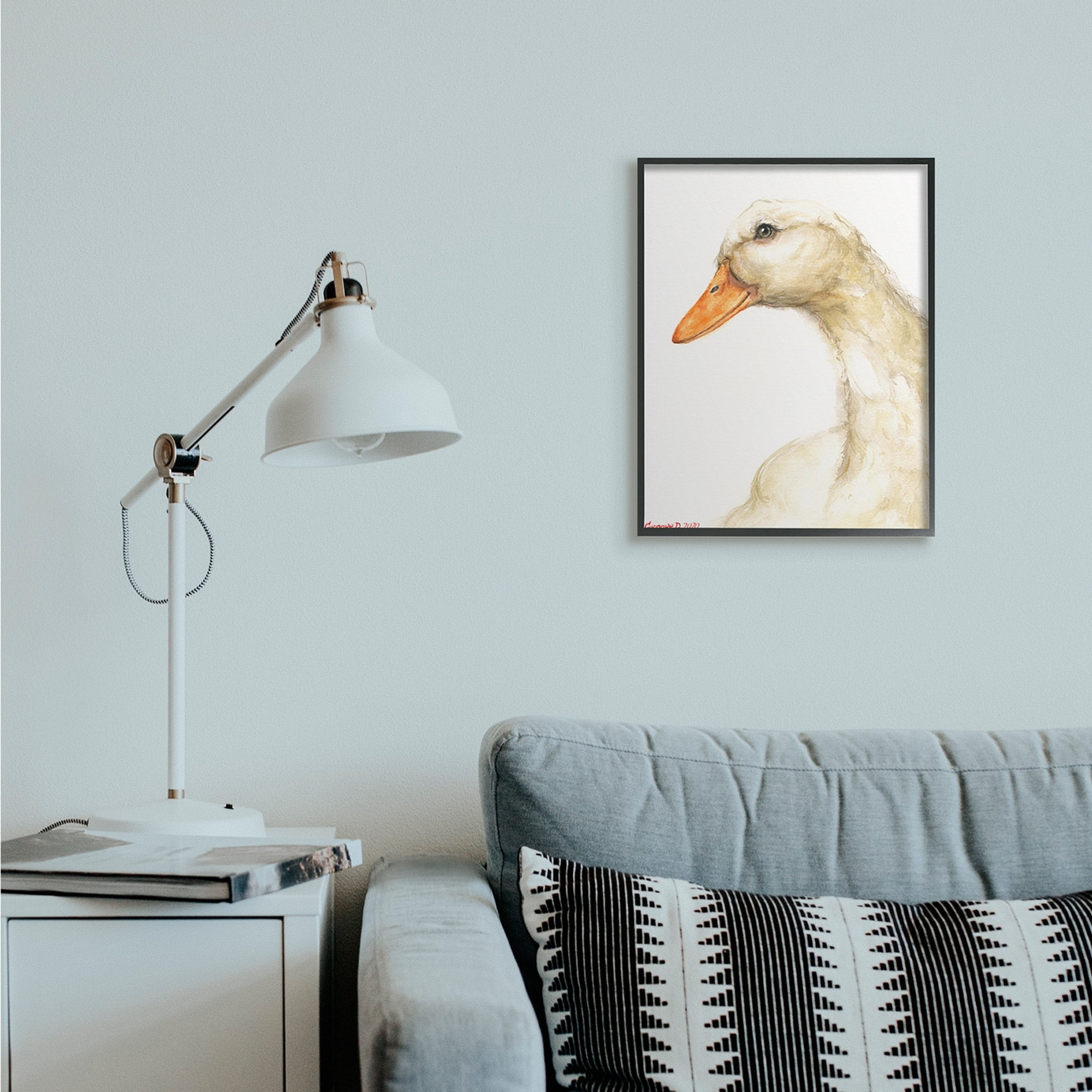 Stupell Industries Country Goose Portrait Soft Feather Bird Black Framed, 16 x 20, Design by George Dyachenko