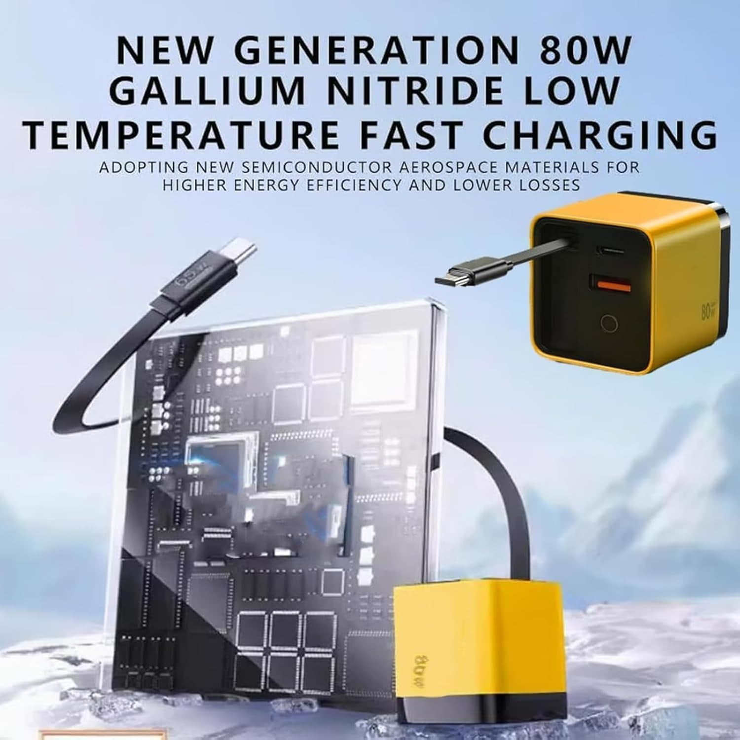 3 in 1 Charger Retractable 80w Max Fast, 3 in 1 Charger Retractable Fast, Scalable 80w Max Fast Charger Module with Type C Cable and 2 USB Ports
