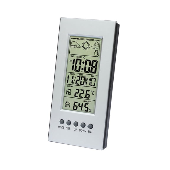 Howooi Modern Multi-Function LCD Weather Station Clock with Temperature, Humidity, Thermometer, Calendar and Display