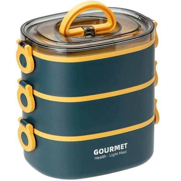 kitwin Lunch Box 2000ML 3-Tier Stackable Bento Case Sealed Leak-proof Meal Box Microwave Safe Portable Students Workers Food Container for Home Office School Camping