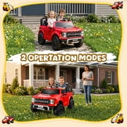 Conchico 24V Licensed Ford F150 Raptor Battery Powered Ride on Truck w/ Remote, 2-Seater and Rear Trunk for Kids Gift, Red