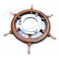 thumbnail image 3 of Nagina International Nautical Brass Handle Aluminum Porthole Mirror Ship Wheel | Beach Decor Gift (36 Inches), 3 of 3