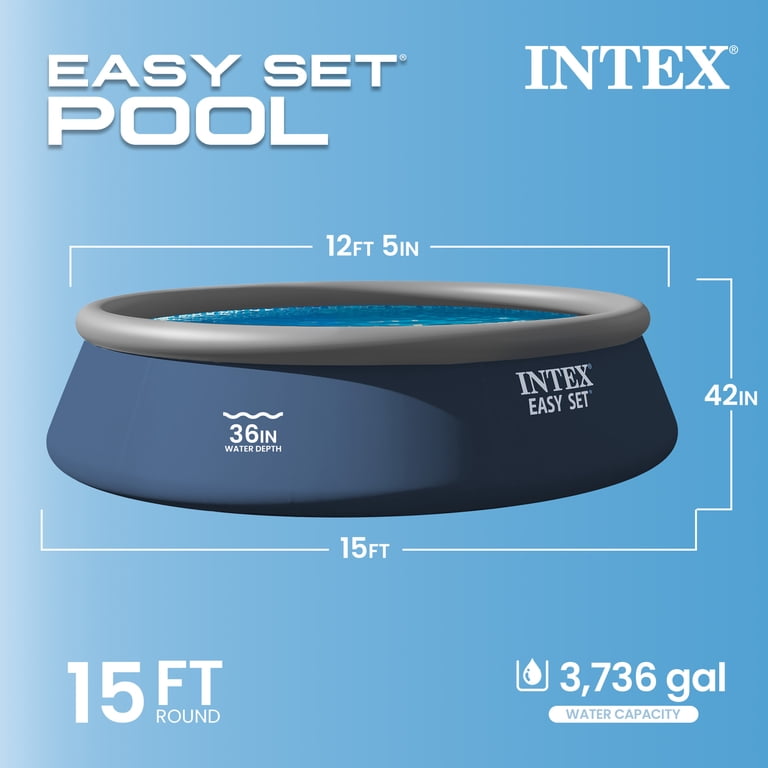 INTEX Easy Set 15ft x 42in Quick Inflatable Pool Set with Air Ring
