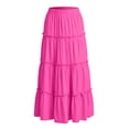 thumbnail image 3 of Girls Hot Pink Tiered Maxi Skirt Ruffle Skirt with Elastic Waist Boho Summer Wedding Guest Casual Ankle Length,Size 8-9T, 3 of 8