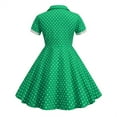 thumbnail image 3 of YOUYEDIAN Children's Dress Short Sleeve Polka Dot Vintage Dresses Summer Children's Princess Dress For Girls Army Green 9-10 Years, 3 of 5