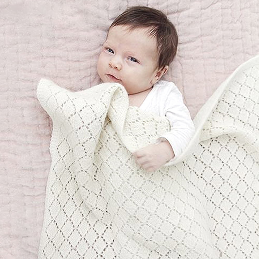 mimixiong 100% Cotton Baby Blanket Knitted Double Layer 80 x 100cm for Newborn Baby Grey 