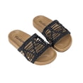thumbnail image 2 of Girls Kids Non Slip Woven Slide Sandals Lightweight Breathable PU Sole Summer Beach Shoes Black,Size 11 T, 2 of 6