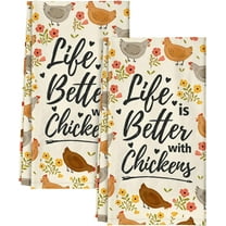 Flour Sack Kitchen Towels - Set of 2 Spring Dish Towels with Hanging Loop 18x26 Inch Absorbent Reusable Cotton Cloths for Cleaning Cute Design Home Decorative Housewarming, Gongji Garden