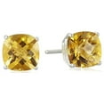 thumbnail image 2 of 14k White Gold Plated Over Sterling Silver 2 Carat Square Created Citrine Sapphire Stud Earrings, 2 of 2