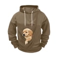 thumbnail image 6 of Mifsaly Mens Kangaroo Pouch Hoodie Long Sleeve Hooded Sweatshirt Dogs Cats Pet Carrier Animal Holder Pullover Brown,L, 6 of 7