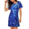 thumbnail image 2 of Fotbe Blurred Star Snow Christmas Bata de Dormir para Mujer con Estampado, Camisón de Algodón de Manga Corta, Ropa de Dormir Casual, 2 of 6