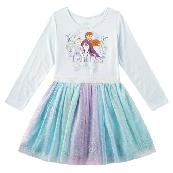 Disney Frozen Elsa Anna and Olaf Long Sleeve Dress (Girls), Sizes 2T-10