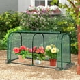 thumbnail image 3 of PetFurnishn Portable Mini Greenhouse, 47" x 22" x 24" Green House w/ Roll-up Zipper Door, Metal Frame, Waterproof Sun-Protective PE Cover, Small Greenhouses for Raised Garden Bed, Outdoor (Green), 3 of 9
