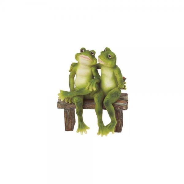 frogs on a bench garden statue