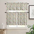 thumbnail image 2 of Christmas Colorful Kitchen Curtains and Valances Set, Xmas Balls Bells Stars Berry Beige Linen Rod Pocket Window Valance Window Curtain Panels for Living Room Bedroom Laundry, 27.5x24in, 3 Pieces, 2 of 7