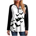 thumbnail image 5 of Godom Women's Halloween Long Sleeve V Neck Shirt Funny Graphic Top Fall Casual Loose Holiday T-Shirt, 5 of 7