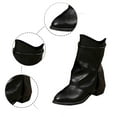 thumbnail image 5 of Womens Pointed Toe Mid Calf Boots Heel Fold Over Boots Pull On Non Fashion Boots Dress Tall Boots for Women(Color:Black,Size:8), 5 of 9