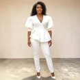 thumbnail image 2 of Elegant Women's Plus Size Puff Sleeve Legging Set, 2 of 7