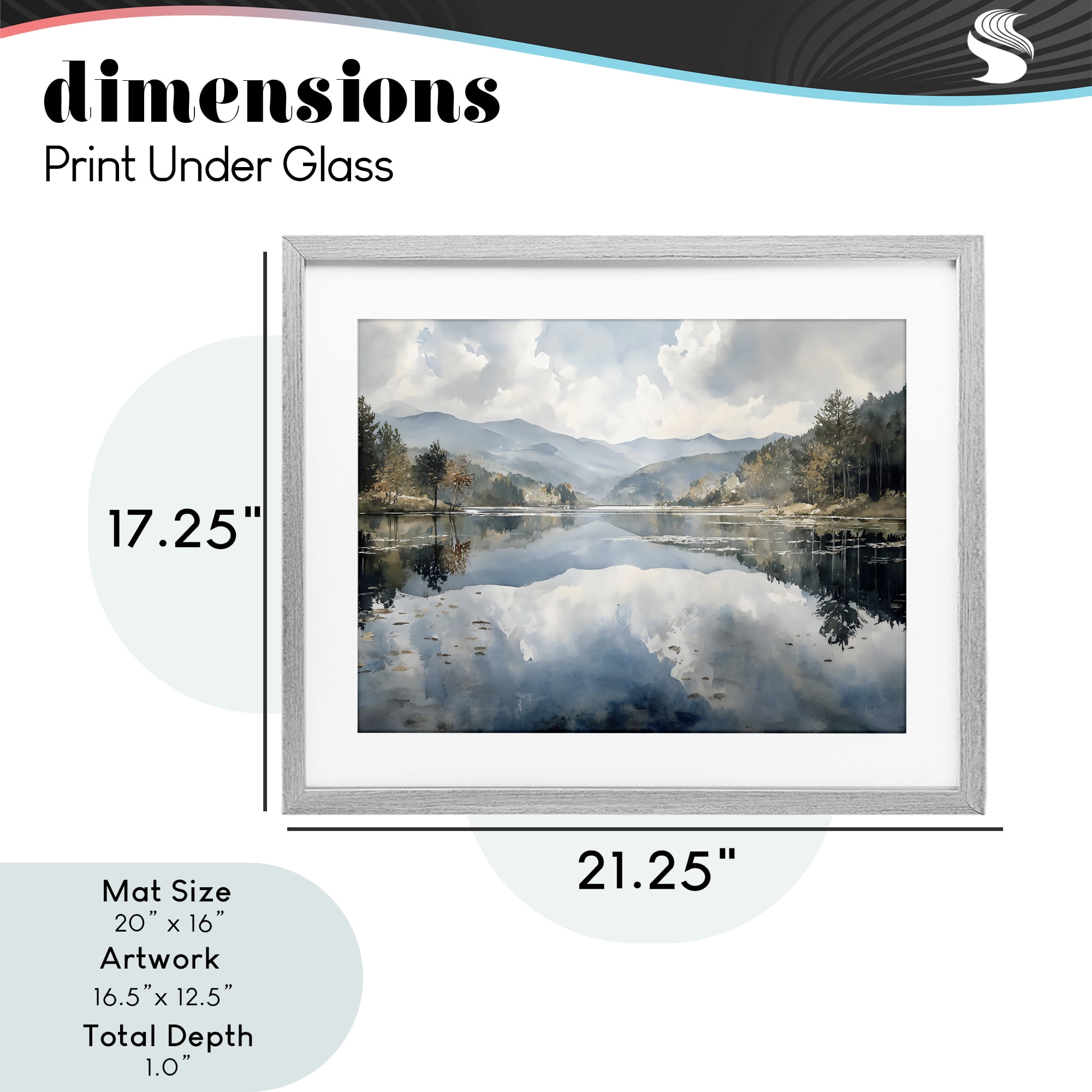 Stupell Industries Nature's Reflection on Mountain Lake Gray Framed Print Under Glass, design by Franklyn Gregory