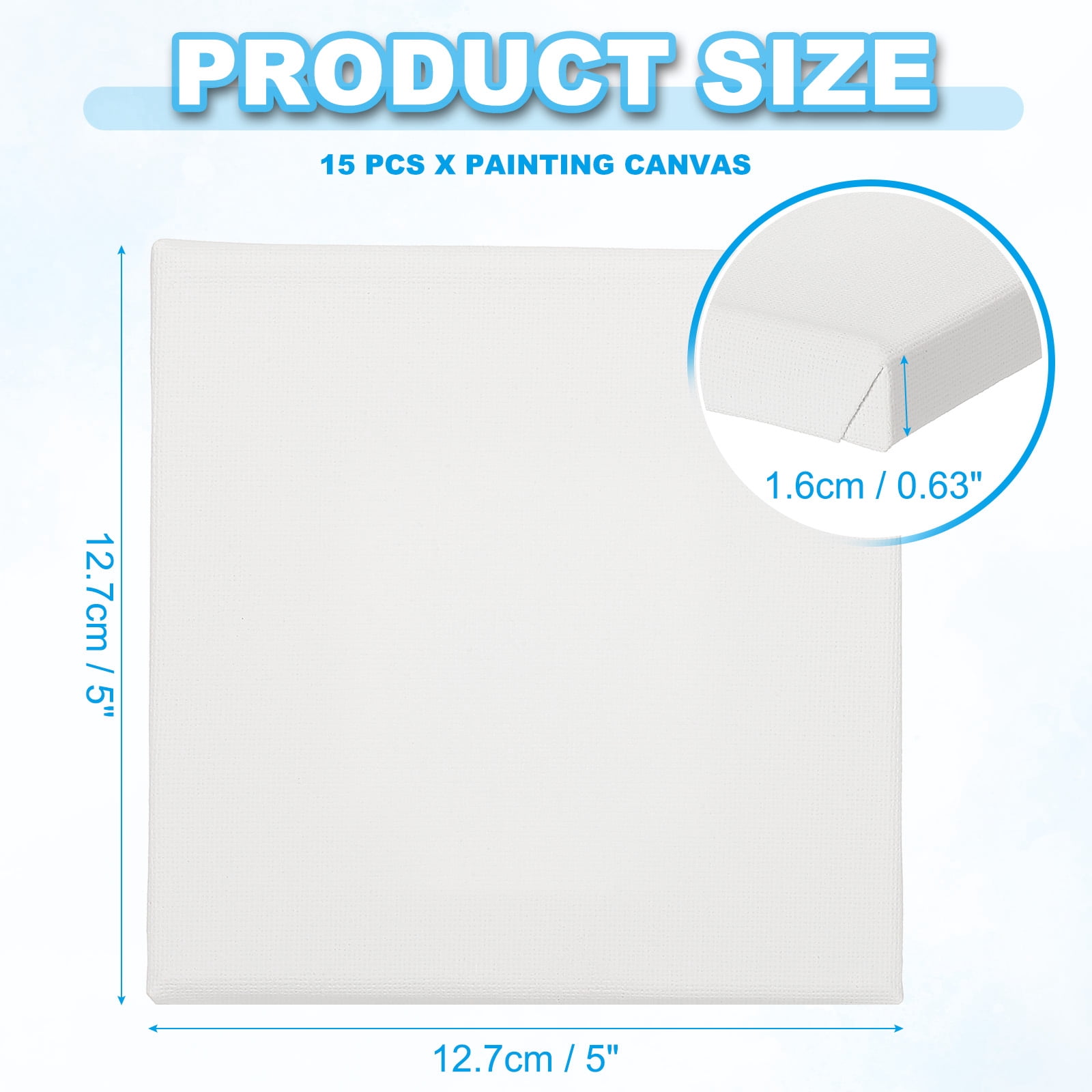 Uxcell Painting Canvas, 15 Pack 5x5" Blank Cotton Canvas Drawing Board Acrylic Oil Paint Set Art Supplies for Watercolor Oil Acrylic Gouache Tempera