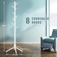 thumbnail image 3 of Wooden Coat Rack Stand with 8 Hooks  Zealand Pine 3 Adjustable Coat Standing Tree Easy Assembly for Coats, Hats, Scarves and Handbags for Entryway, Hallway, Bedroom, Office,2 PCS, 3 of 7
