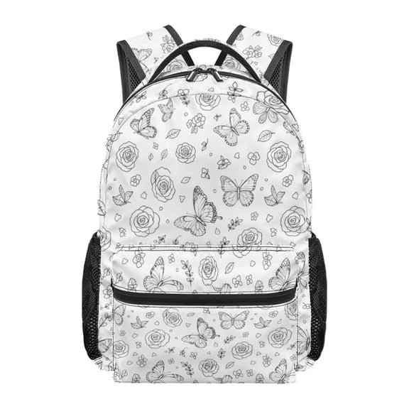 17-inch Floral-Print Backpack, Fun DIY Coloring Backpack with a Spacious Main Compartment and Zippers,Lightweight & Soft for Sports Travel and Gym