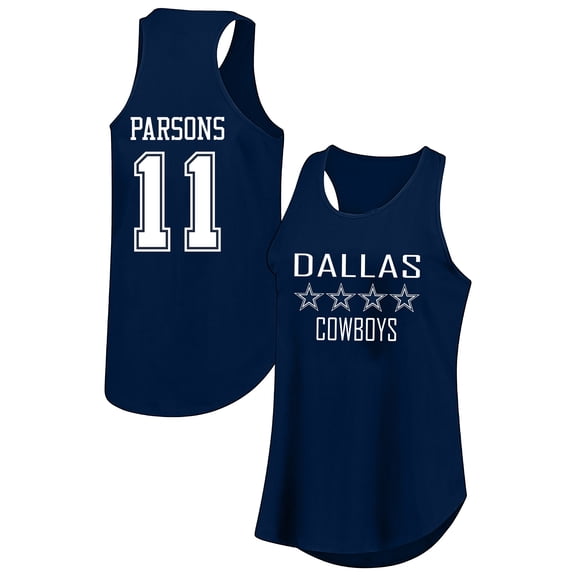 Women's-Fanatics Micah Parsons Navy Dallas Cowboys Plus Size Name & Number Tank Top