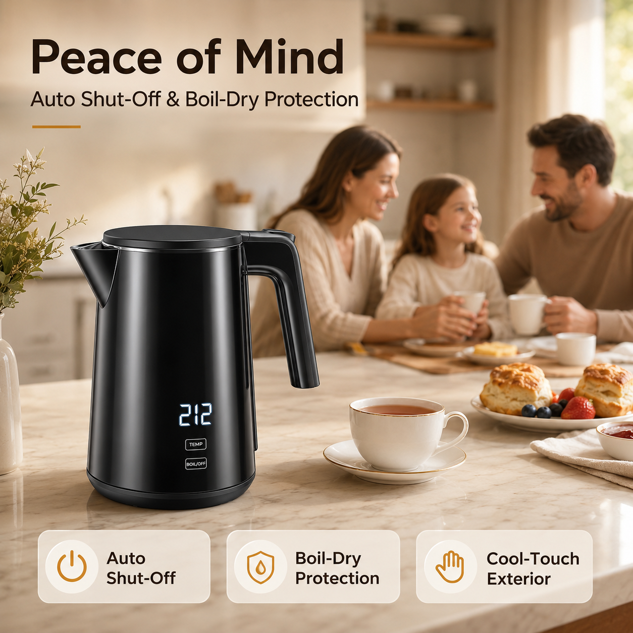 Amumu Electric Kettle 1L with Temperature Presets, Black photo 8