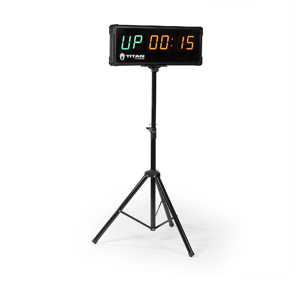 Titan Fitness Tripod Timer Stand for 2-Sided Gym Timer W/ Remote Adjusts 2.5 - 6.5-feet Black