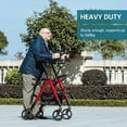 thumbnail image 3 of ELENKER Heavy Duty Upright Rollator Walker, 500 lbs Capacity, Adjustable Mobility Walking Aid for Seniors, Red, 3 of 6