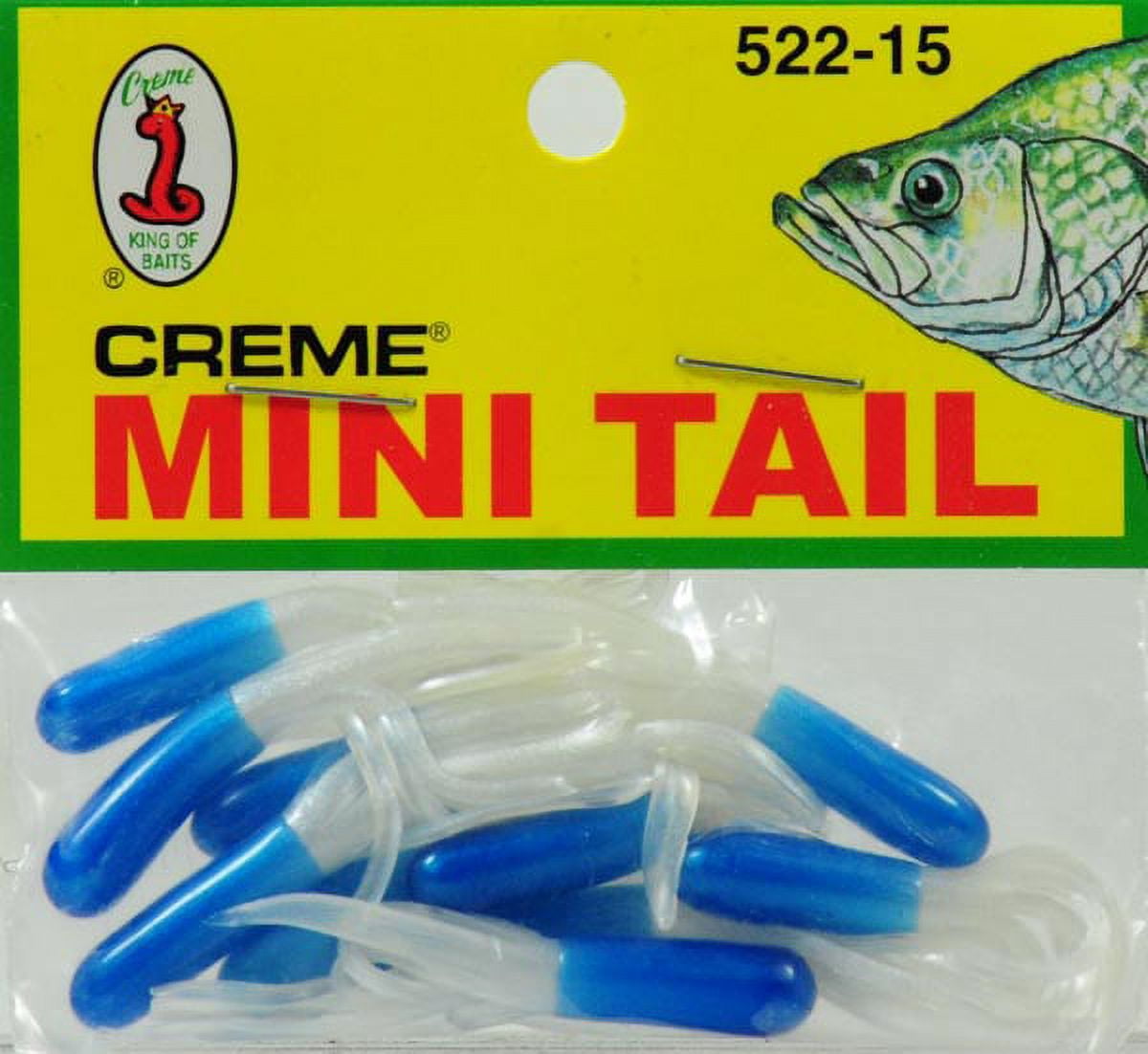 (6 pack) Creme 1.5" Mini Tail Lure, Blue & Pearl
