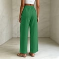 thumbnail image 7 of Lmueinov Women Summer Drawstring Waist Wide Leg Pants Linen Blend Elastic Waist Casual Trousers with Pockets Soft Breathable Summer Pants, 7 of 7