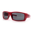 thumbnail image 5 of Mens Lucky Charm Horse Shoe Emblem 90s Sport Wrap Plastic Sunglasses Red, 5 of 8