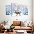 thumbnail image 2 of Elephant Stock Snowy Deer Wall Art - Horizontal Multi Panel Canvas - Living Room Wall Decor - Animal Multi Panel - Blue And Orange Decor - 68" x 42", 2 of 4