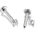 thumbnail image 2 of Namzi 2pcs 16G 3mm Cubic Zirconia Inlaid Round Stainless Steel Body Piercing Jewelry, 2 of 5