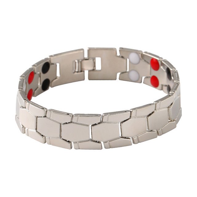 Pulsera de hombre con imán hexagonal esférico, pulsera ancha cuatro en uno