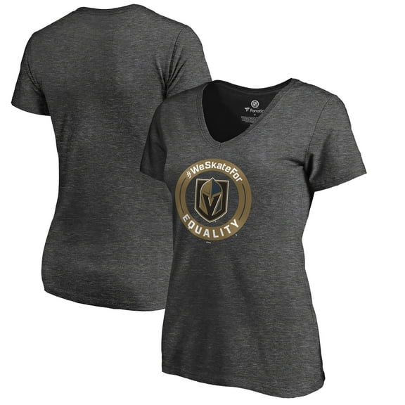 Women's Heather Gray Vegas Golden Knights #WeSkateFor V-Neck T-Shirt