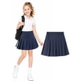 thumbnail image 2 of HILEELANG Little Girl School Uniform Pleated Scooter Skirt With Under Shorts Navy Blue Pull On Elastic Waist Skirt 6-7 Years, 2 of 8