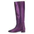 thumbnail image 2 of FSJ Women Almond Closed Toe Knee High Boots Flat Low Heel Stretchy Pull On Long Boots Comfort Fall Winter Walking Shoes Size 16 Purple, 2 of 4