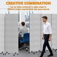 thumbnail image 6 of Eosunjian 3-Panel Folding Room Divider,Rolling Soundproof Privacy Screen with Wheels,Fiberboard,Light Grey,72x66in, 6 of 11