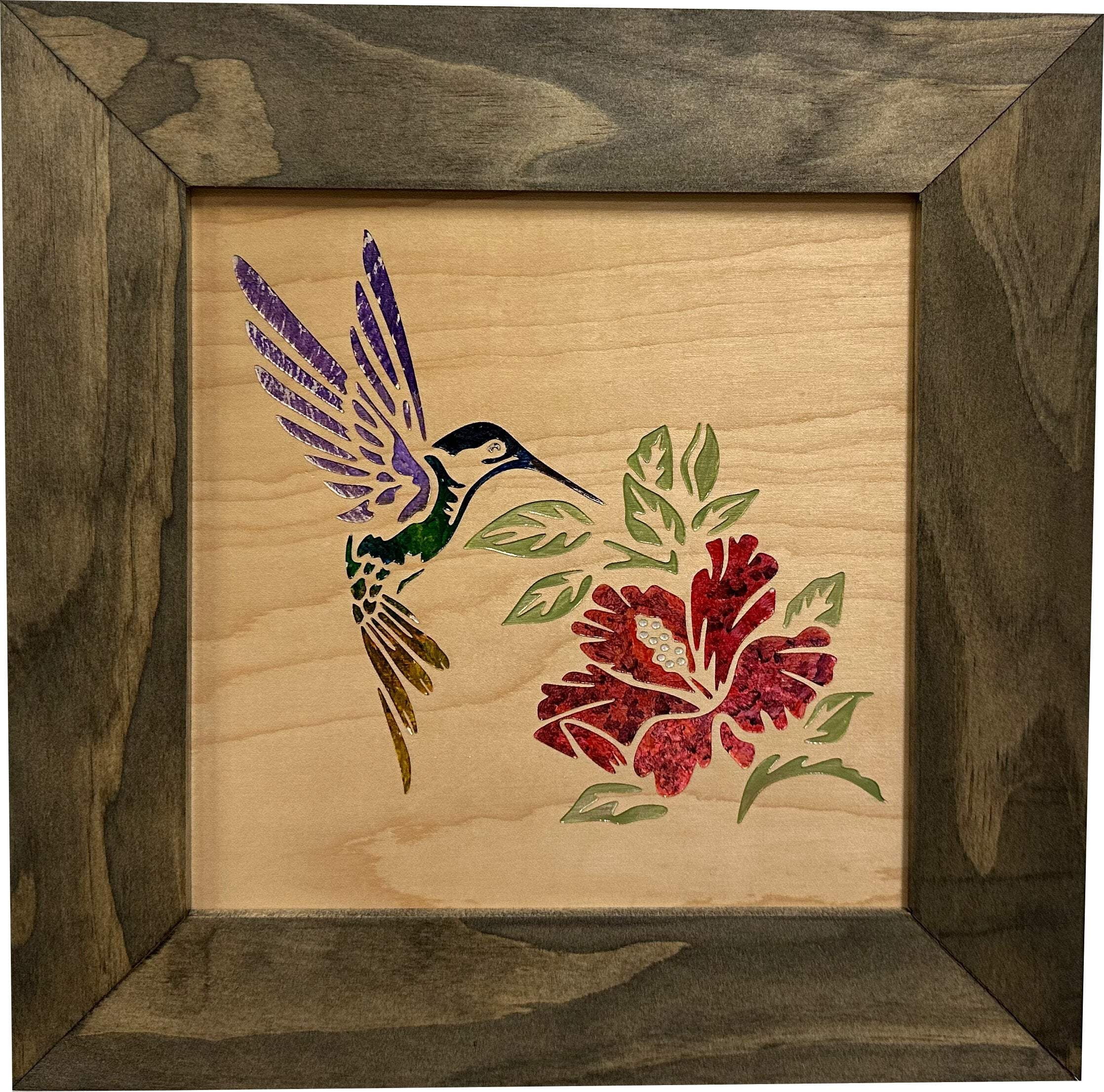 Bellewood Designs Decorative Wooden Gun Safe with Hummingbird and Hibiscus