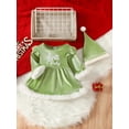 thumbnail image 2 of Diconna Costume de Noël pour Fille Bébé, Tenue de Père Noël, Couleur Contrastée, Manches Longues, Col Rond, Robe Trapèze, Barboteuse + Chapeau, 2 of 9