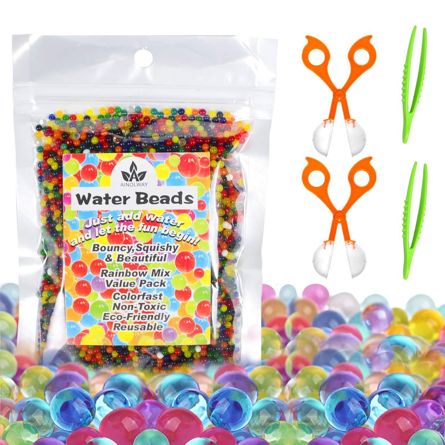 AINOLWAY Water Beads with Fine Motor Skills Toy Set, NonToxic Water Sensory Toy for Kids