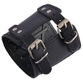 thumbnail image 4 of Muequera De Cuero Gótico Punk Rock, Protector De Brazo, Muequera Negra Sunnimix Brazaletes anchos para hombre, 4 of 8
