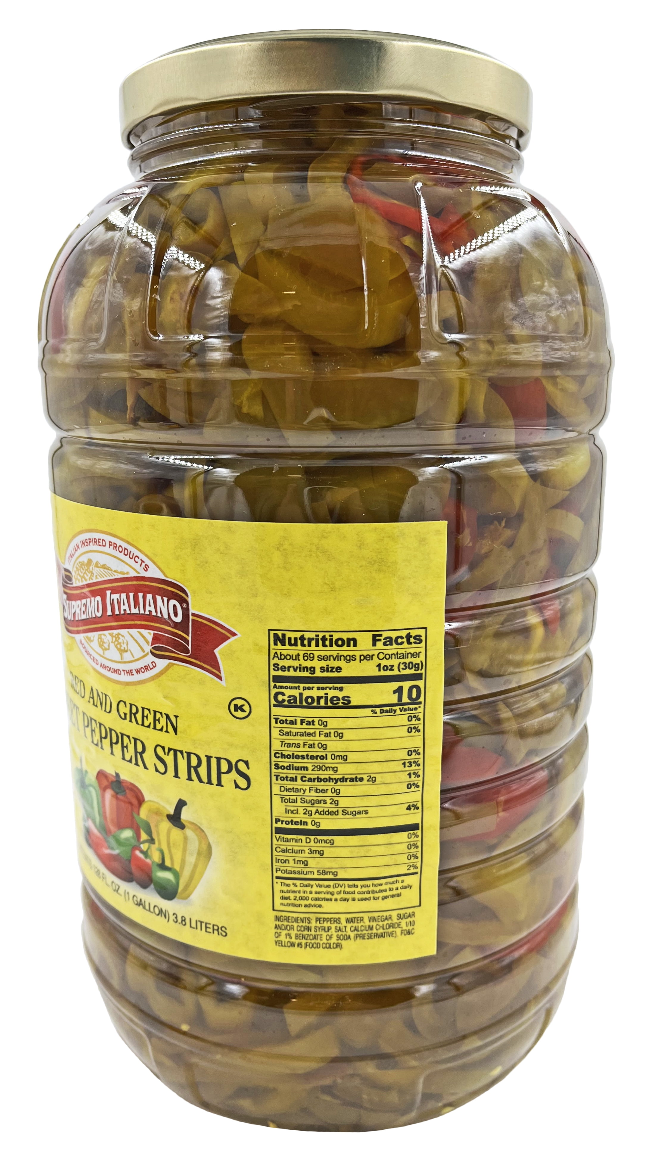 Supremo Italiano Red and Green Sweet Pepper Strips | Kosher | 1 Gallon