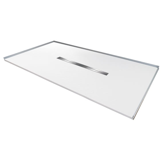 Transolid Trimslate 72-in x 36-in Zero Threshold Shower Base with Center Drain, White
